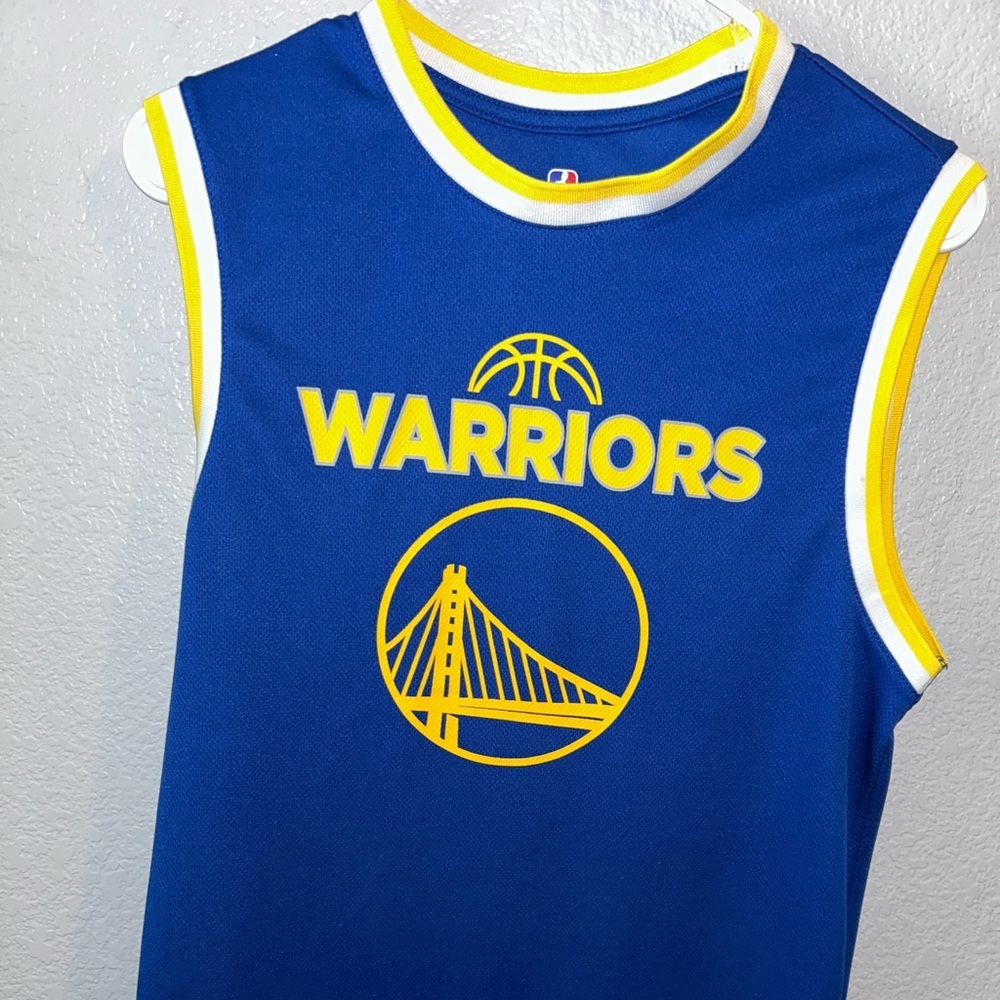 NBA Warriors Men’s Blue and Yellow Jersey